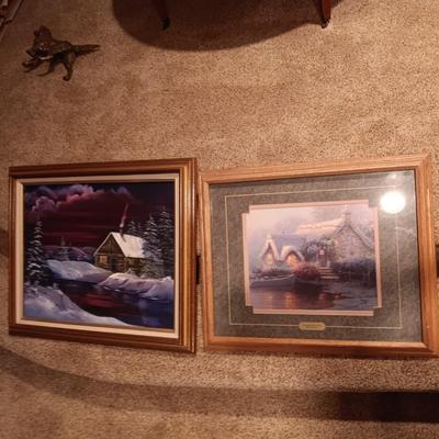 THOMAS KINKADE "LOCKHAVEN COTTAGE" AND AN OIL ON CANVAS