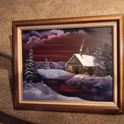 THOMAS KINKADE "LOCKHAVEN COTTAGE" AND AN OIL ON CANVAS
