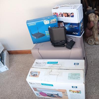 REFURBISHED HP PSC 1210 PRINTER, LINKSYS WIRELESS ROUTER AND A VIDEOPHONE