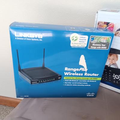 REFURBISHED HP PSC 1210 PRINTER, LINKSYS WIRELESS ROUTER AND A VIDEOPHONE