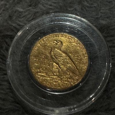 1915 2 1/2 Dollars Indian head U S Gold coin