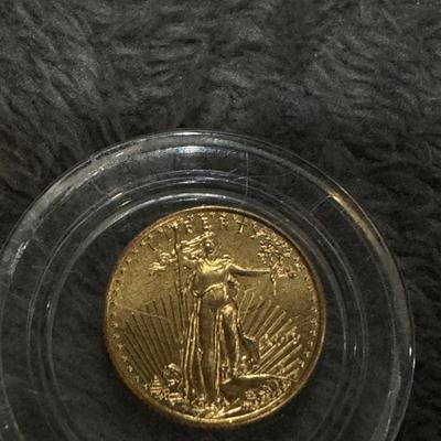 1/10 Fine Gold Five Dollar U S coin