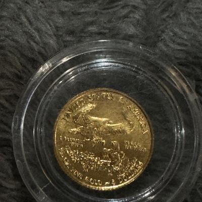 1/10 Fine Gold Five Dollar U S coin