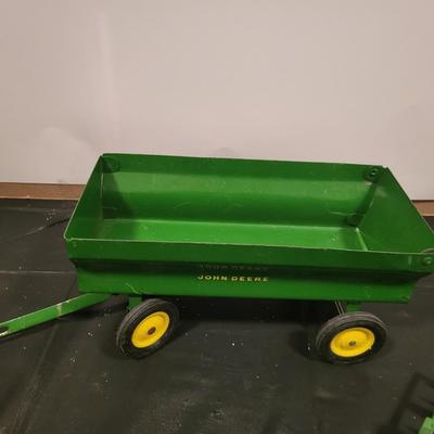JOHN DEERE METAL TRACTOR WITH IMPLEMENTS
