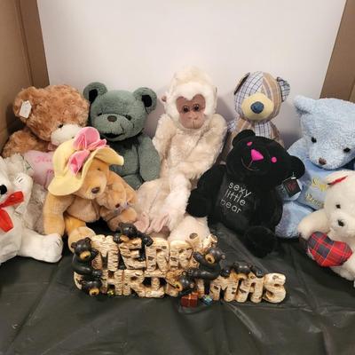 REGULAR SIZE PLUSH BEARS AND A MONKEY