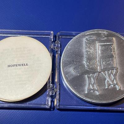 Vintage Mid-Century Large Pewter Hopewell Medal/Token in Original Case as Pic'd.