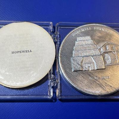 Vintage Mid-Century Large Pewter Hopewell Medal/Token in Original Case as Pic'd.