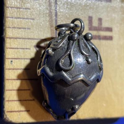 Vintage Sterling Silver Decorated Egg Corn Charm/Pendant in VG Preowned Condition as Pic'd.