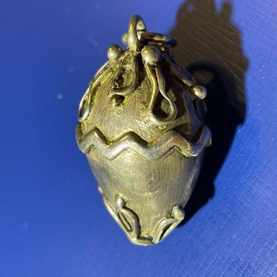 Vintage Sterling Silver Decorated Egg Corn Charm/Pendant in VG Preowned Condition as Pic'd.