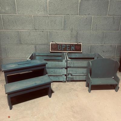 Rustic Blue Wooden Crates & More (B1-MG)