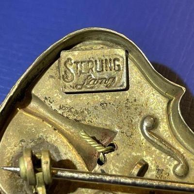Vintage Lang Sterling Silver Violin Pin/Pendant in VG Preowned Condition.