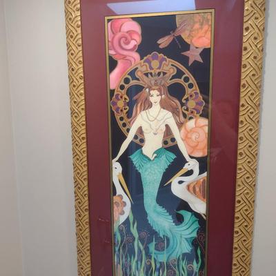Signed, Mermaid Theme Framed Wall Art by Lynda McHugh- Approx 19