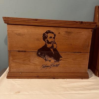 Two Nathannial Bostock Shuttle & Pirn Wooden Boxes (DR-MG)