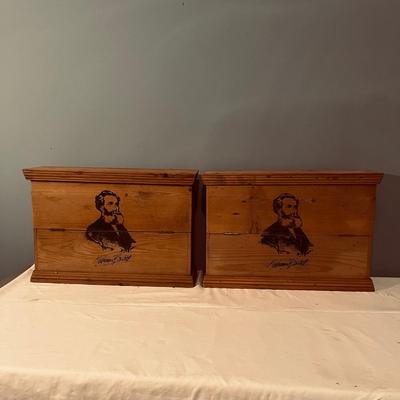 Two Nathannial Bostock Shuttle & Pirn Wooden Boxes (DR-MG)