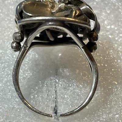 Vintage Preowned Hand Made Sterling Silver Unique Ring Size 7 Shank Needs to be Mended as Pictured.