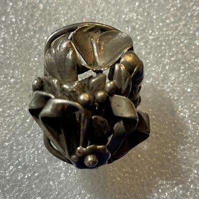 Vintage Preowned Hand Made Sterling Silver Unique Ring Size 7 Shank Needs to be Mended as Pictured.