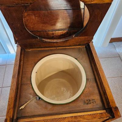 Antique Mission Oak Commode Chamber Pot