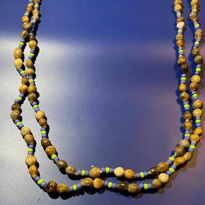 Vintage Nut Bead 34" Necklace in Very Good Preowned Condition as Pictured.