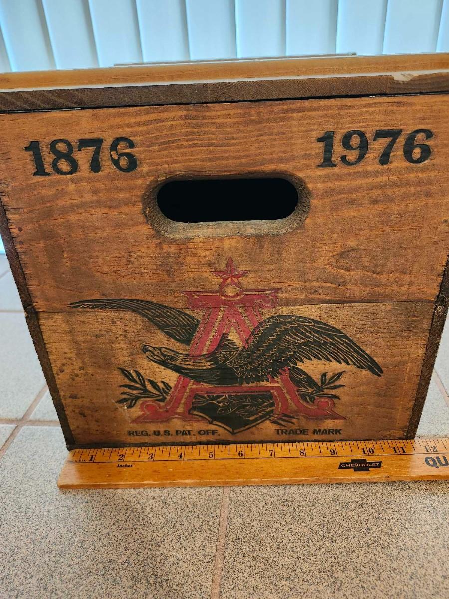 Vintage Budweiser Wooden Crate Box Centennial 1876-1976