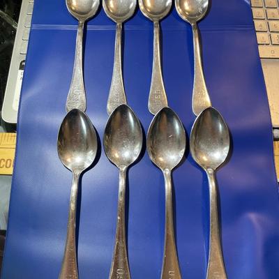 (Set of 8) United States Navy WWII Reed & Barton A+ Silver Plated Tablespoons Engraved USN as Pictured.