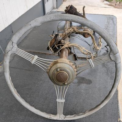 1938 Ford Banjo Steering Wheel and Complete Column
