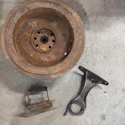 1928-31 Ford Model A Flywheel, Steering Column Drop Bracket, and Rear View Mirror