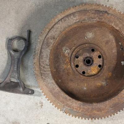 1928-31 Ford Model A Flywheel, Steering Column Drop Bracket, and Rear View Mirror