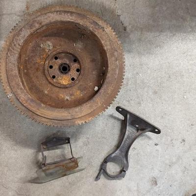 1928-31 Ford Model A Flywheel, Steering Column Drop Bracket, and Rear View Mirror