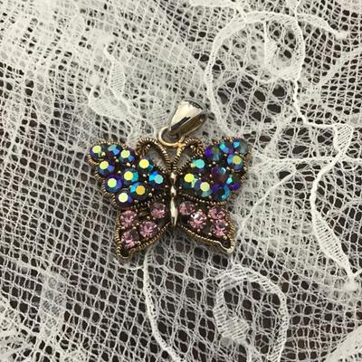 BD Rhinestone butterfly necklace charm