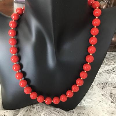 Vintage red beaded necklace