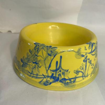 Waterfield Medium Toile Ceramic Yellow & Blue Dog Bowl