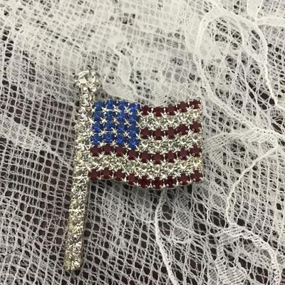 American flag rhinestone pin