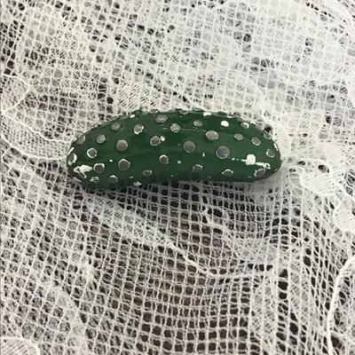 Vintage green pickle pin