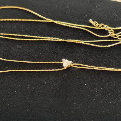 Gold Tone adjustable bolo style long necklace with crystal