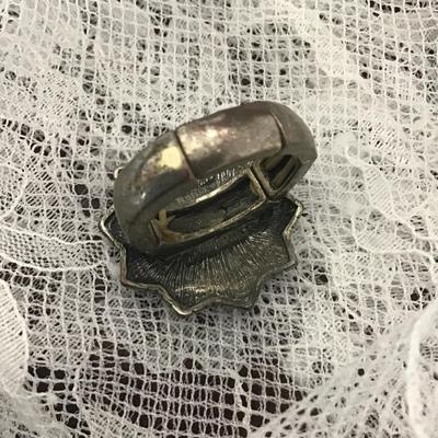 Silver toned adjustable costume ring