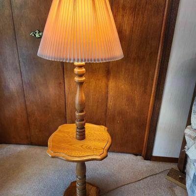 Vintage Floor Lamp With Table Wood