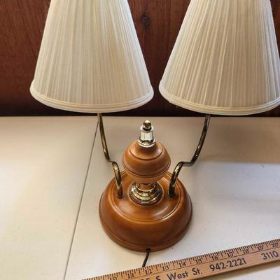 Vintage Amber Glass Brass Base Table Lamp and