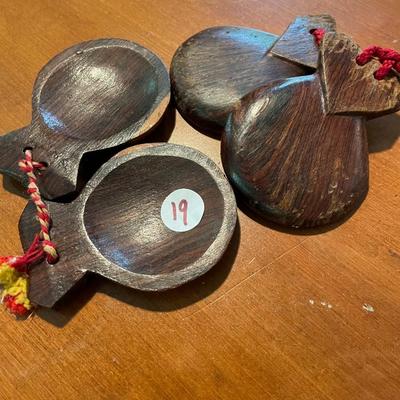 Pair of Handcarved Wooden Castanets