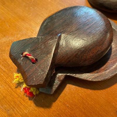 Pair of Handcarved Wooden Castanets