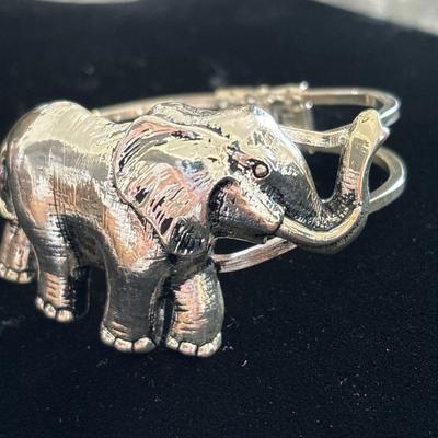Silver toned, elephant cuff bracelet