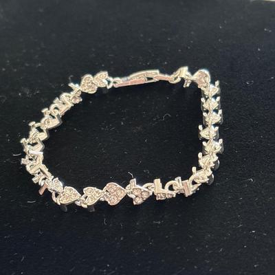 Silver toned Halo hearts Tennis bracelet