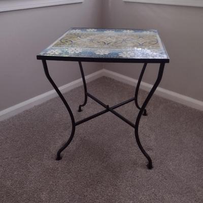 Metal Framed, Mosaic Tile Topped Table- Approx 18