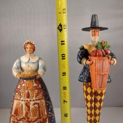 Pair of Jim Shore Fall/Thanksgiving Figurines- 'Give Thanks' and 'Bounty'