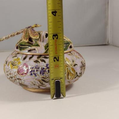 Dragonfly Design Cloisonne Jar with Reticulated Lid