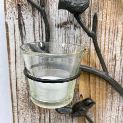 Wall Decor with Votive Candles, Shelf and Coathooks