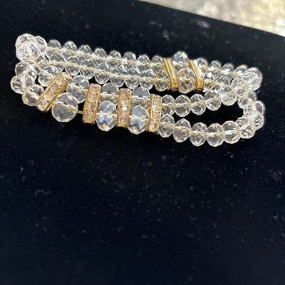 Vintage two strand crystal rhinestone stretch bracelet