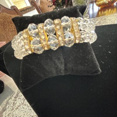 Vintage two strand crystal rhinestone stretch bracelet