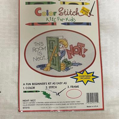 Cross-stitch kit for kids, clean your room sign
