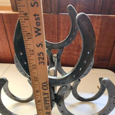 Horse shoe wine bottle holder and Beautiful Vintage Brass Dinner Bell