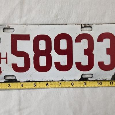 1914 Porcelain Michigan License Plate